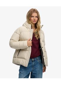Superdry Damen Gesteppt Mittellange Sport-Steppjacke Mit Kapuze, Beige - Gr&ouml;&szlig;e: 36 2082218500642RUT030