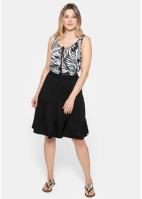 sheego Gro&szlig;e Gr&ouml;&szlig;en Volantrock mit Gummibund, schwarz, Gr&ouml;&szlig;e 56 - Damen