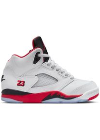 Nike Low-Top Sneaker - Jordan 5 Retro Fire Red Black Tongue (2025) (PS) - Gr. 34 (EU) - in Wei&szlig; - f&uuml;r Damen