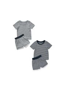 Tchibo - 2 Kinder-Pyjamas - Jungen - Gr. 110/116 - wei&szlig;/gestreift