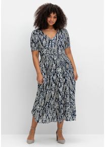 sheego by Joe Browns sheego Gro&szlig;e Gr&ouml;&szlig;en Maxikleid mit Grafikprint und Volantsaum, blaubeere-gemustert, Gr&ouml;&szlig;e 54 - Damen