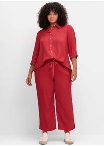 sheego Gro&szlig;e Gr&ouml;&szlig;en Hemdbluse mit Spitze am &Auml;rmel, erdbeere, Gr&ouml;&szlig;e 52 - Damen