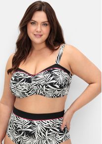 sheego Gro&szlig;e Gr&ouml;&szlig;en Bikini-Oberteil mit Bl&auml;tterprint, schwarz bedruckt, Gr&ouml;&szlig;e 46C - Damen