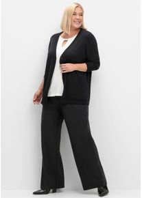 sheego Gro&szlig;e Gr&ouml;&szlig;en Feinstrickjacke mit 1-Knopf-Verschluss, tiefblau, Gr&ouml;&szlig;e 56/58 - Damen