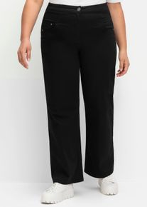 sheego Gro&szlig;e Gr&ouml;&szlig;en Stretch-Hose mit weitem Bein, schwarz, Gr&ouml;&szlig;e 50 - Damen