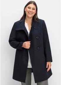 sheego Gro&szlig;e Gr&ouml;&szlig;en Kurzmantel mit asymmetrischem Kragen, tiefblau, Gr&ouml;&szlig;e 56 - Damen