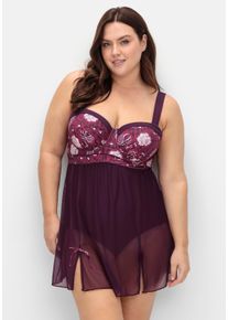 sheego by Joe Browns sheego Gro&szlig;e Gr&ouml;&szlig;en Badekleid mit Mesh-Rock, beere-gemustert, Gr&ouml;&szlig;e 54C - Damen