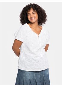 sheego by Joe Browns sheego Gro&szlig;e Gr&ouml;&szlig;en Tunika mit Lochstickerei, wei&szlig;, Gr&ouml;&szlig;e 52 - Damen