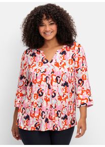 sheego Gro&szlig;e Gr&ouml;&szlig;en Tunika mit 3/4-Arm und Alloverprint, pink gemustert, Gr&ouml;&szlig;e 50 - Damen