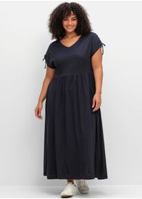 sheego Gro&szlig;e Gr&ouml;&szlig;en Jerseykleid mit Tunnelzug am &Auml;rmel, tiefblau, Gr&ouml;&szlig;e 50 - Damen