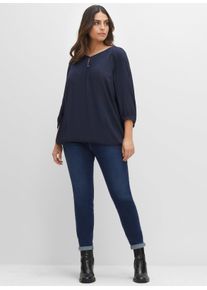 sheego Gro&szlig;e Gr&ouml;&szlig;en Tunika mit 3/4-Raglan&auml;rmeln, nachtblau, Gr&ouml;&szlig;e 46 - Damen