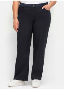 sheego Gro&szlig;e Gr&ouml;&szlig;en Hose in durchgehend weiter Beinform, tiefblau, Gr&ouml;&szlig;e 48 - Damen