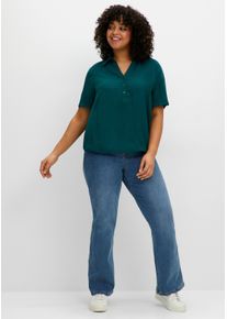 sheego Gro&szlig;e Gr&ouml;&szlig;en Tunika mit offenem Hemdkragen, petrol, Gr&ouml;&szlig;e 50 - Damen