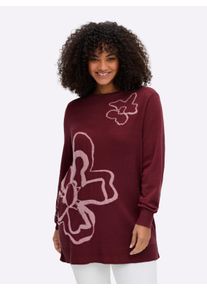 sheego Gro&szlig;e Gr&ouml;&szlig;en Pullover mit Intarsienmuster, bordeaux-gemustert, Gr&ouml;&szlig;e 44/46 - Damen