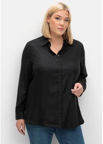 sheego Gro&szlig;e Gr&ouml;&szlig;en Klassische Bluse aus Twillqualit&auml;t, schwarz, Gr&ouml;&szlig;e 56 - Damen