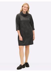 sheego Gro&szlig;e Gr&ouml;&szlig;en A-Linien-Kleid in Veloursleder-Optik, graphit, Gr&ouml;&szlig;e 58 - Damen