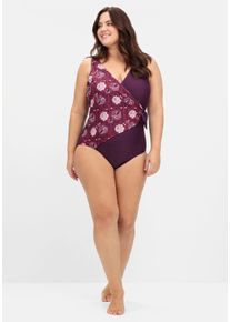 sheego by Joe Browns sheego Gro&szlig;e Gr&ouml;&szlig;en Badeanzug mit seitlichem Knoten, beere-gemustert, Gr&ouml;&szlig;e 46C - Damen