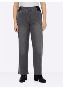 sheego Gro&szlig;e Gr&ouml;&szlig;en Jeans mit weitem Bein und Stretch-Eins&auml;tzen, anthrazit-grey-denim, Gr&ouml;&szlig;e 52 - Damen