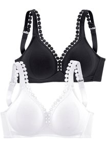 sheego Gro&szlig;e Gr&ouml;&szlig;en Soft-BH, schwarz+wei&szlig;, Gr&ouml;&szlig;e 95C - Damen