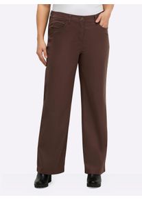 sheego Gro&szlig;e Gr&ouml;&szlig;en 5-Pocket-Hose mit seitlichem Dehnbund, schoko, Gr&ouml;&szlig;e 52 - Damen