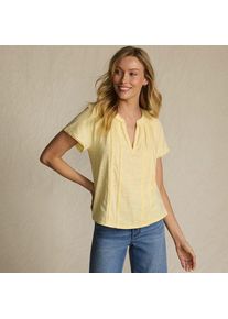 LANDS' END Flammgarn-Shirt mit Tunika-Ausschnitt, Damen,  Gelb, Baumwolle, by Lands' End