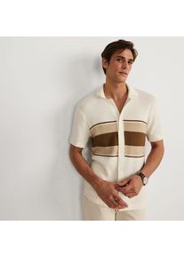 LANDS' END Strick-Poloshirt mit Knopfleiste, Herren,  Wei&szlig;, Viskose/Baumwoll-Mischung/Nylon-Mischung, by Lands' End