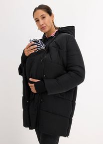 bonprix 3-in-1 Umstandsmantel mit Trageeinsatz, schwarz, Gr.46, Mittelwarme gef&uuml;tterter Steppmantel f&uuml;r die Schwangerschaft und danach, aus BIONIC-FINISH&reg; ECO