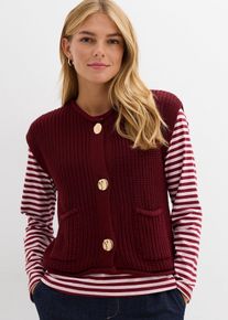 bonprix Strick-Weste mit Taschen, rot, Gr.52/54 (XXL), L&auml;ssige Weste aus Strick, 50% Baumwolle