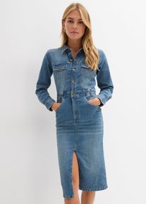 bonprix Jeanskleid mit Bio-Baumwolle, blau, Gr.48, Jeanskleid mit Bio-Baumwolle, 82% Baumwolle (organic)