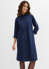 bonprix Hemdblusenkleid aus reiner Baumwolle, blau, Gr.44, Gerade geschnittenes Hemdblusenkleid, 100% Baumwolle (organic)