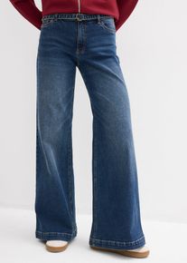 bonprix Wide-Leg-Jeans Mid Waist Full Length, blau, Gr.48, Wide-Leg-Jeans Mid Waist, Full Length, 99% Baumwolle