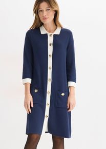 bonprix Strickkleid, blau, Gr.36/38 (S), modisches Strickkleid mit dekorativen Kn&ouml;pfen
