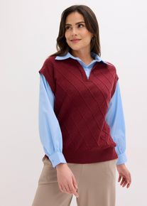 bonprix Pullunder mit Bluseneinsatz und Baumwollanteil, rot, Gr.48/50 (XL), moderner Pullunder mit Bluseneinsatz, 53% Baumwolle