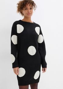 bonprix Oversize Strickkleid mit Punkten, schwarz, Gr.40/42 (M), Modisches Oversize-Strickkleid mit Punkten