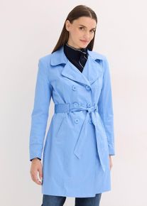 bonprix Trenchcoat aus Baumwolle, blau, Gr.36, Charmanter Trenchcoat mit doppelreihiger Knopfleiste und Bindeg&uuml;rtel., 97% Baumwolle