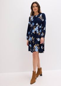 bonprix elegantes Kleid aus Viskose, blau, Gr.42, luftiges viskose Kleid, aus Viskose