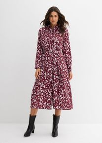 bonprix Hemdblusenkleid aus flie&szlig;ender Viskose, rot, Gr.38, Tailliertes und figurumspielendes Midikleid mit Hemdkragen, aus Viskose