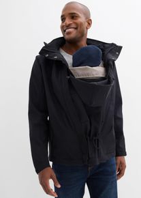 bonprix 3-in-1 Herren-Tragejacke mit Vorder- und R&uuml;ckentragefunktion, schwarz, Gr.54, Tragejacke f&uuml;r den Papa mit Rei&szlig;verschlusstaschen und abnehmbarer Kapuze