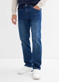 bonprix Relaxed-Fit-Jeans mit Bio-Baumwolle Straight, blau, Gr.34, Angesagte Stretch Jeans mit klassischen 5-Pocket-Details und dezenten Used-Effekten, 79% Baumwolle (organic)