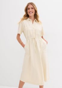 bonprix Jerseykleid aus Baumwoll-Stretch, beige, Gr.52/54 (XXL), mit weiten &Auml;rmeln, 95% Baumwolle