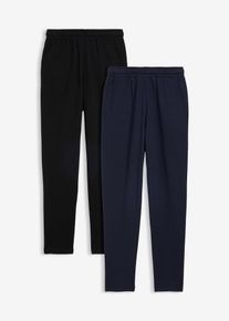 bonprix Jogginghose aus Baumwoll-Mix (2er Pack), schwarz, Gr.158, Jungen Jogginghose im praktischen 2er Pack, innen weich angeraut, 60% Baumwolle