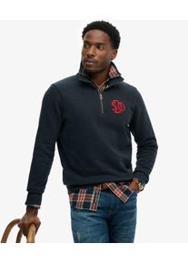 Superdry Herren Baumwolle Gesticktes Logo SD & Co. Trainingsoberteil Mit Halbrei&szlig;verschluss, Marineblau & Rot - Gr&ouml;&szlig;e: XL 104060750090298T004