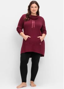sheego Gro&szlig;e Gr&ouml;&szlig;en Oversize-Shirt mit Satinb&auml;ndern, weinrot, Gr&ouml;&szlig;e 44/46 - Damen