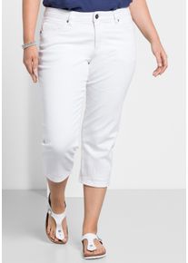sheego Gro&szlig;e Gr&ouml;&szlig;en Caprijeans mit Krempelfunktion, white denim, Gr&ouml;&szlig;e 44 - Damen
