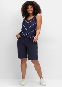 sheego Gro&szlig;e Gr&ouml;&szlig;en Bermudas in Chino-Optik, tiefblau, Gr&ouml;&szlig;e 58 - Damen
