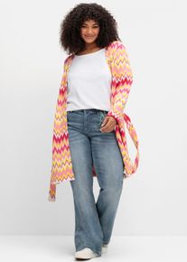 sheego by Joe Browns sheego Gro&szlig;e Gr&ouml;&szlig;en Longstrickjacke mit Zick-Zack-Muster, cremeros&eacute;-offwhite, Gr&ouml;&szlig;e 48/50 - Damen