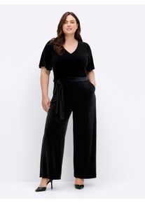 sheego by Joe Browns sheego Gro&szlig;e Gr&ouml;&szlig;en Overall mit Fl&uuml;gel&auml;rmeln, schwarz, Gr&ouml;&szlig;e 46 - Damen