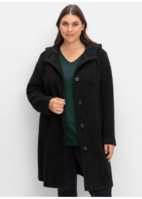 sheego Gro&szlig;e Gr&ouml;&szlig;en Kurzmantel in Boucl&eacute;-Qualit&auml;t, schwarz, Gr&ouml;&szlig;e 56 - Damen