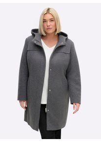 sheego Gro&szlig;e Gr&ouml;&szlig;en Wintermantel mit verdecktem Gehschlitz, anthrazit-meliert, Gr&ouml;&szlig;e 46 - Damen