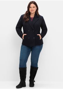 sheego Gro&szlig;e Gr&ouml;&szlig;en Kurzjacke mit zweireihiger Knopfleiste, tiefblau, Gr&ouml;&szlig;e 58 - Damen